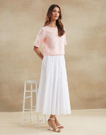 Pink Cotton Chikankari Short Top