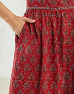 Red Cotton Ajarkh Midi Dress