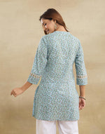 Blue Cotton Short Kurta