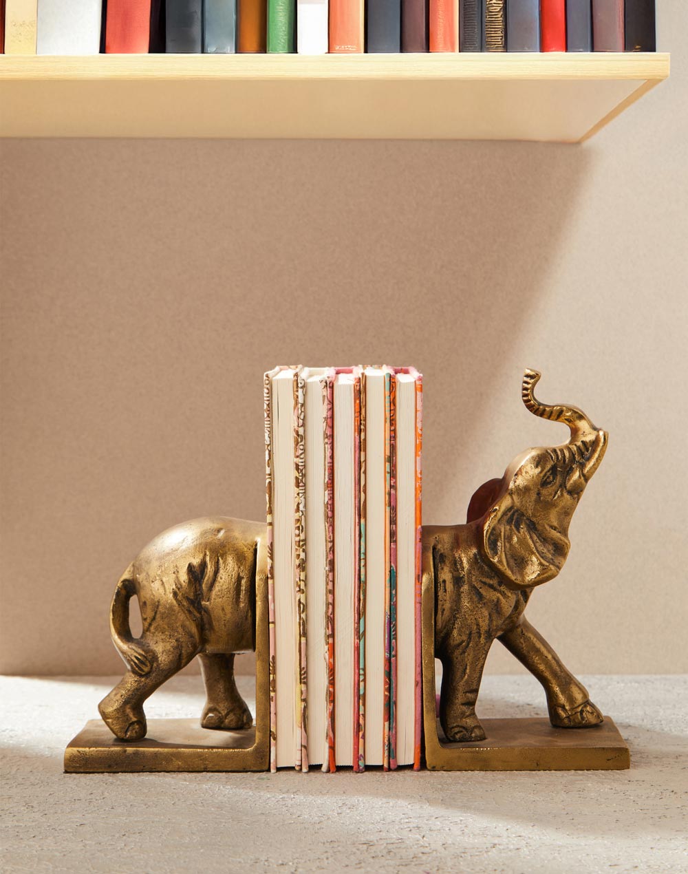 Golden Elephant Casted Metal Bookend
