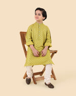 Green Viscose Blend Hand Block Printed Long Kurta