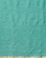 Teal Linen Blend Hand Woven Sari