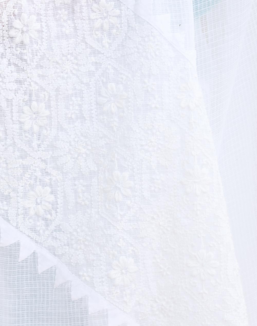 White Cotton Blend Chikankari Dupatta