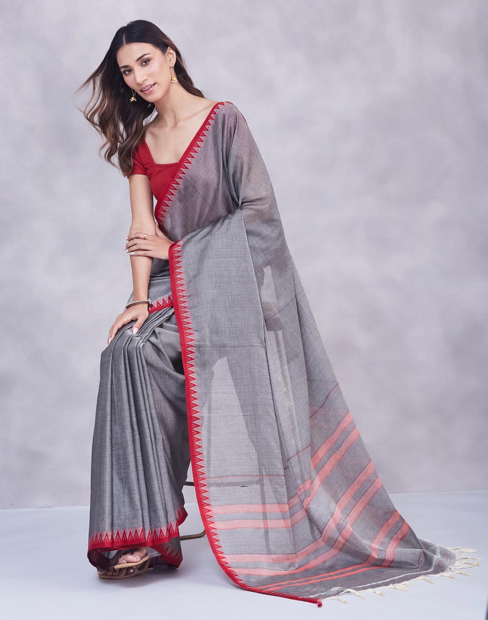 Grey Cotton Sari