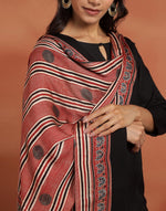 Red Viscose Blend Ajrakh Printed Dupatta