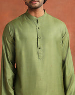 Green Viscose Silk Long Kurta