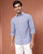 Blue Cotton Striped Shirt