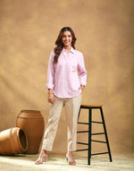 Purple Cotton Linen Slim Fit Shirt