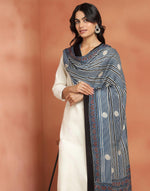 Blue Viscose Blend Ajrakh Printed Dupatta