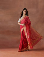 Pink Cotton Silk Blend Woven Wonders Chanderi Sari