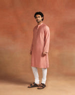 Orange Viscose Silk Long Kurta