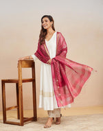 Pink Cotton Silk Blend Hand Block Printed Dupatta