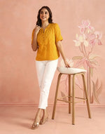 Mustard Top styled for easy everyday style
