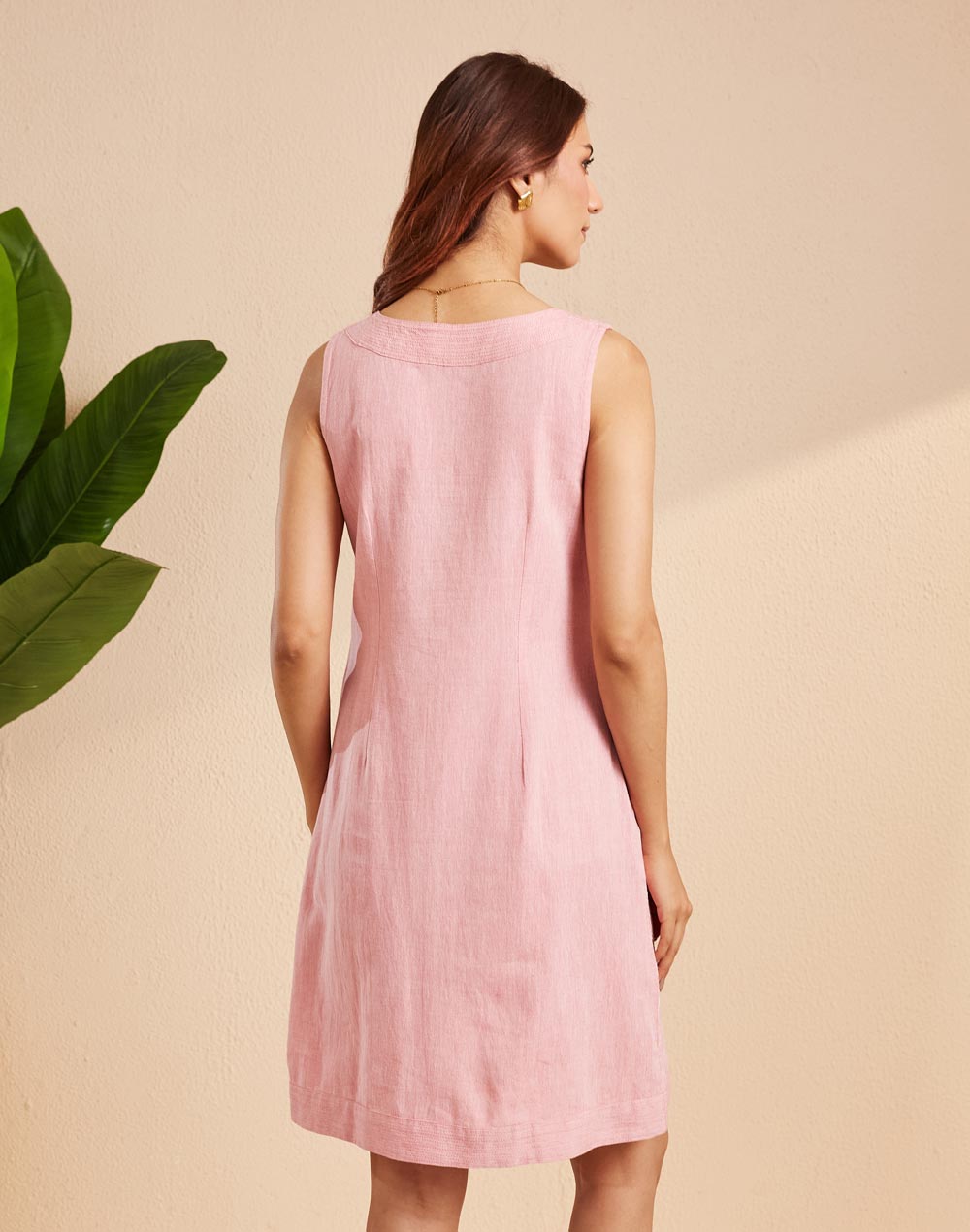 Pink Cotton Chikankari Short Dress