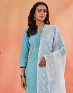 White Cotton Silk Blend Chikankari Dupatta