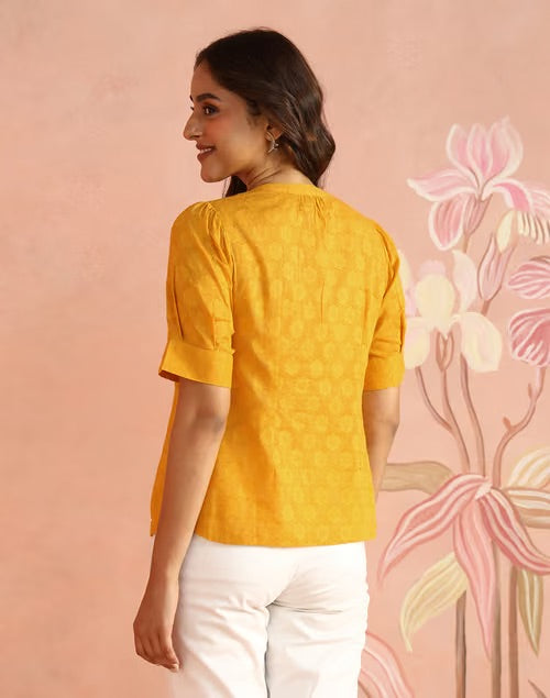 Texture and finish of the Mustard Top by Fabindia UK