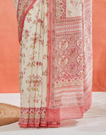 Pink Cotton Silk Hand Block Print Sari