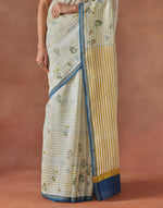 Natural Cotton Silk Hand Block Printed Sari