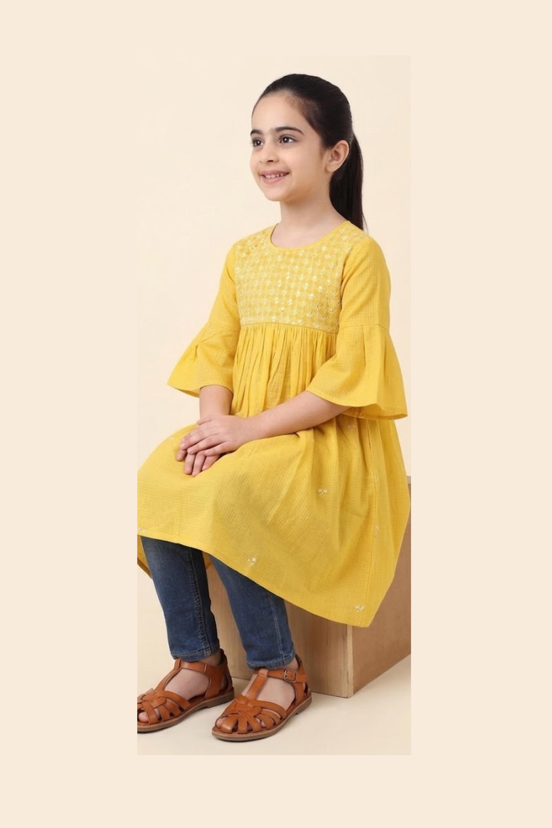 Yellow Cotton Chikankari Dress