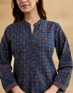 Indigo Cotton Ajrakh Printed Tunic
