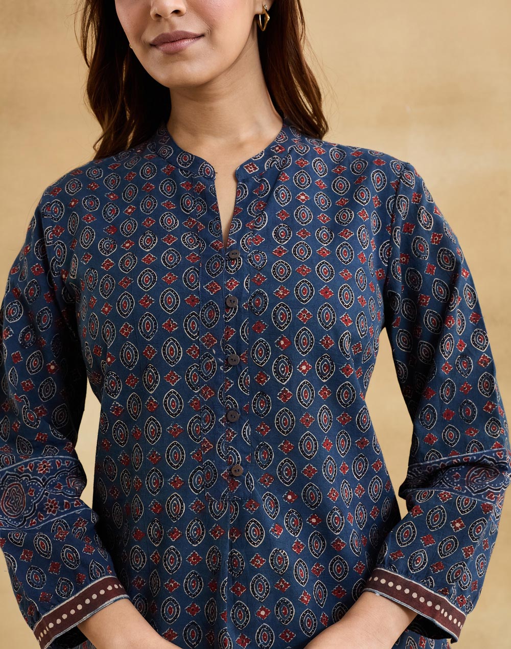 Indigo Cotton Ajrakh Printed Tunic