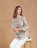 Green Cotton Silk Hand Block Printed Tunic