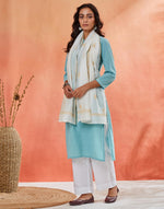 White Cotton Silk Blend Chikankari Shadowed Artistry Stole