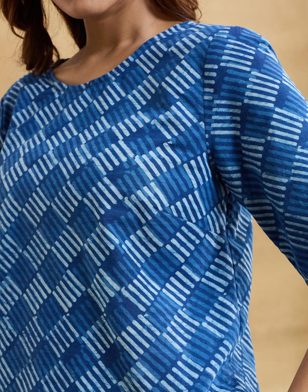 Indigo Cotton Dabu Printed Short Top