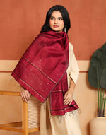 Maroon Silk Blend Hand Woven Stole