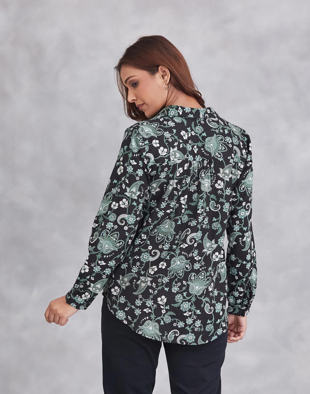 Black Cotton Printed Shirt