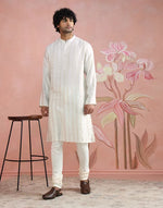 Natural Viscose Silk Dobby Long Kurta for Men from Fabindia UK