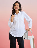 White Cotton Applique Shirt for Women from Fabindia UK