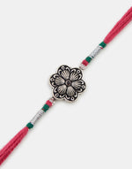 Pink Metal Floral Oxidised Rakhi