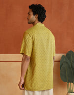 Yellow Viscose Silk Printed Short Kurta