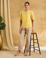 Yellow Cotton Striped Top