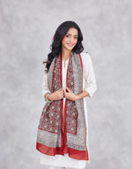 Maroon Cotton Silk Bagh Printed Stole