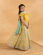 Yellow Cotton Hand Block Printed 3pc Lehenga Set