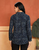 Blue-Green Cotton HB Floral Shirt