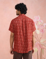 Texture and finish of the Red Bagru Print Shirt by Fabindia UK