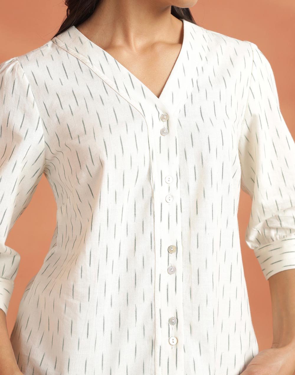 White Cotton Ikat Top