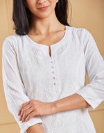 Offwhite Cotton Chikankari Long Kurta