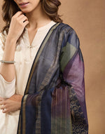 Navy Cotton Silk Blend Hand Block Printed Dupatta