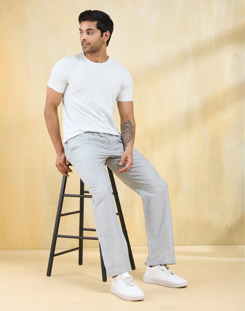 Grey Cotton Drawstring Pant