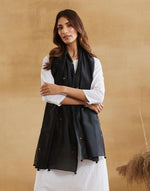 Black Cotton Silk Chikankari Stole