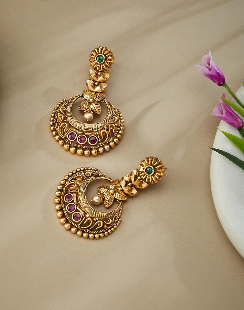 Metal Chandbali Earrings