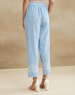 Light Blue Cotton Chikankari Casual Stride Tapered Pant