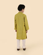 Green Viscose Blend Hand Block Printed Long Kurta