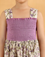 Purple Cotton Hand Block Printed Dress