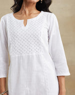 Offwhite Cotton Chikankari Long Kurta