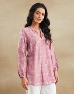 Pink Cotton Silk Hand Block Printed Clara Tunic